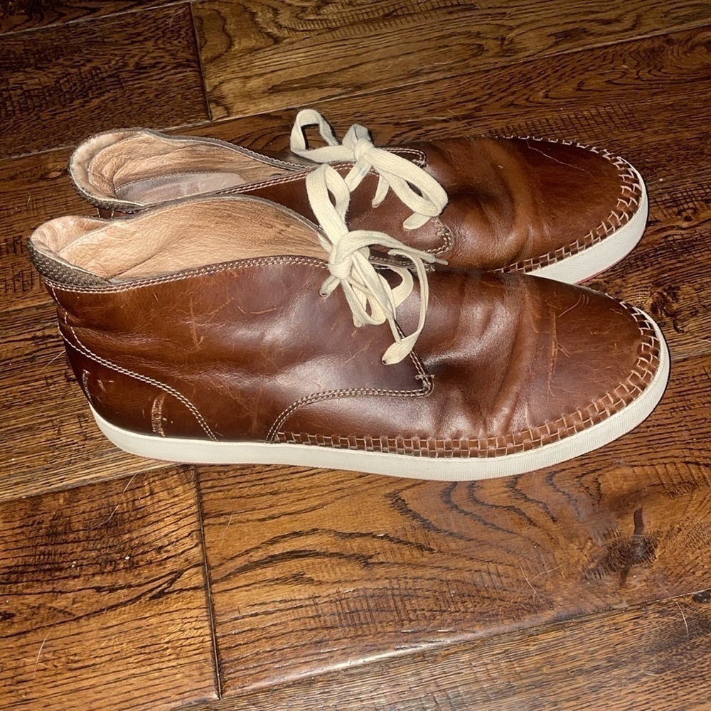 Tsubo Adams Brown Leather Woven Lace Up Oxford Shoes
